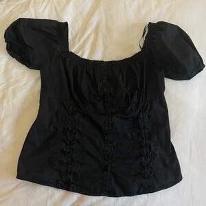 Costa Blanca Black Puff Sleeve Blouse